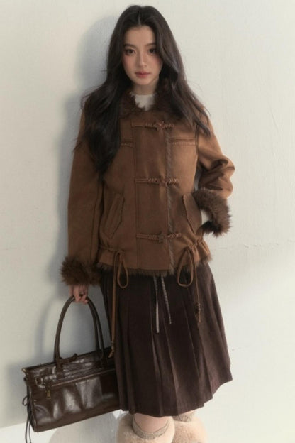 Retro Brown Suede Embroidered Jacket