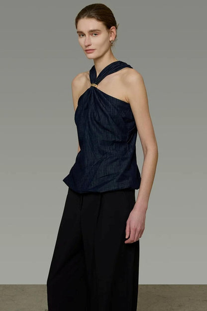 Cross Collar Halter Top