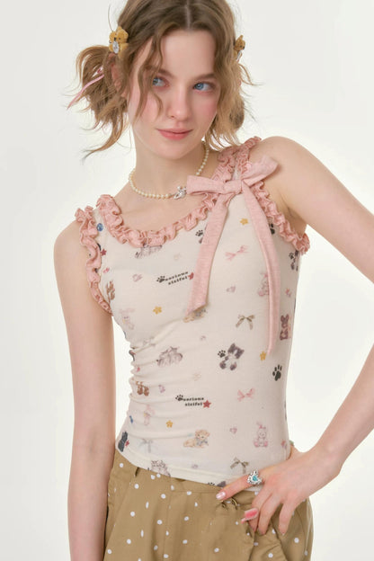 Playful Ruffled Apricot Camisole