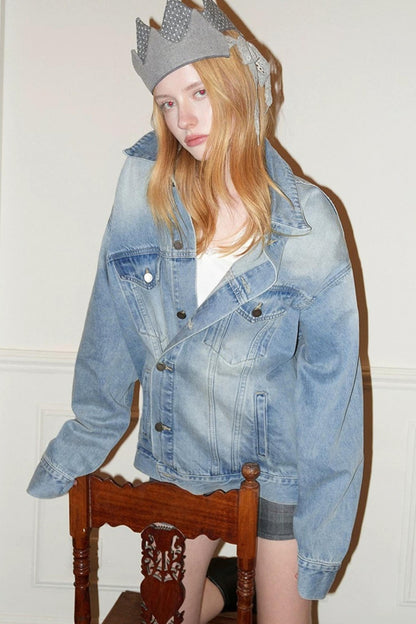 Vintage Blue Faux Suede Jacket
