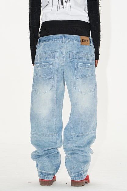 Double-Waist Denim Pants