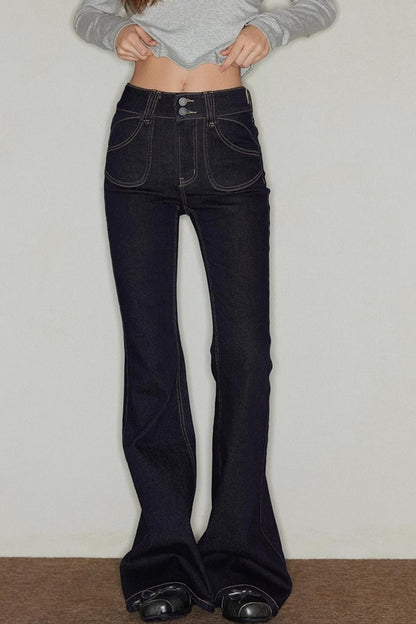 Irregular Topline Slim Bootcut Jeans