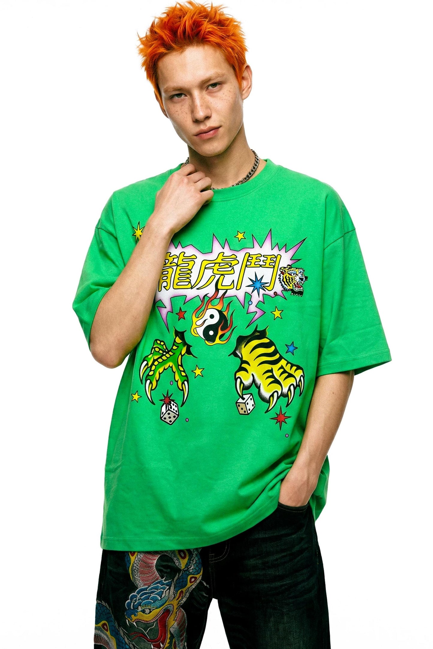 Drachen-Tiger-Hip-Hop-Oberteil