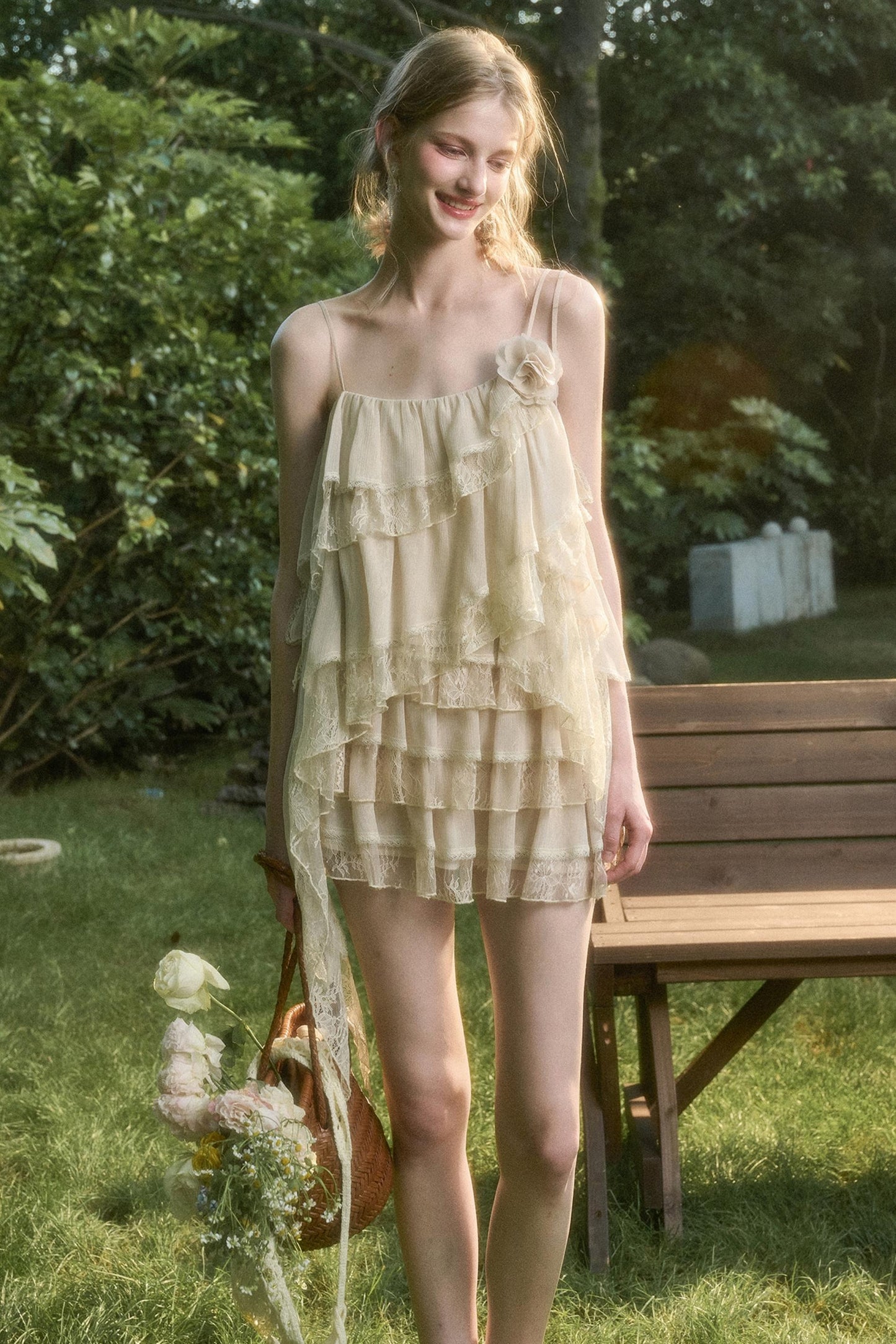 Soft Lace Top With Skirt Set-Up