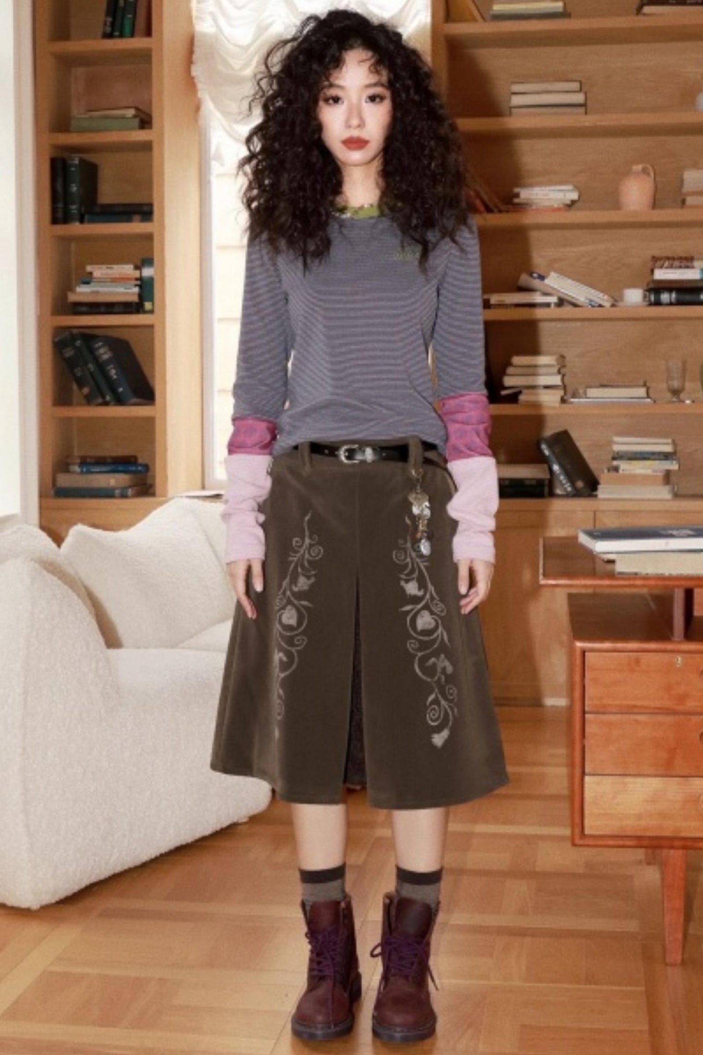 Iris Shadow Suede Lace Skirt