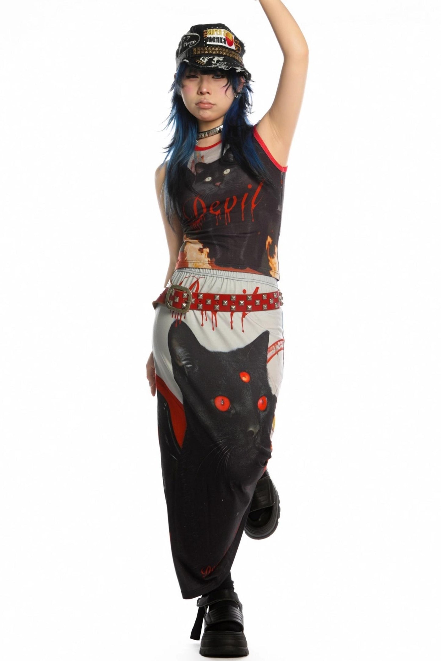 Reversible Print Stretch Casual Maxi Skirt