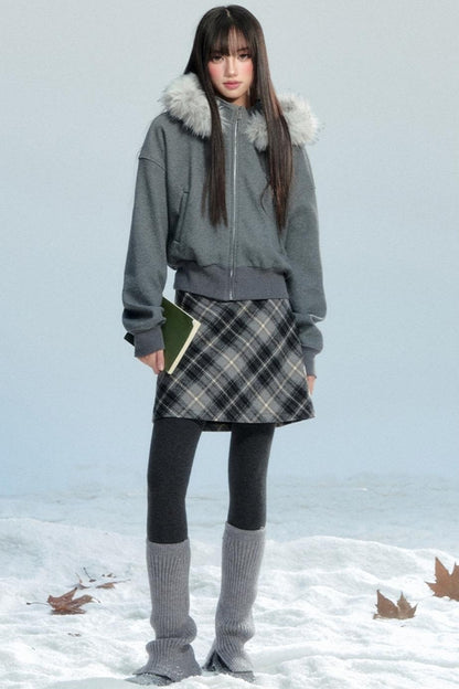 Hooded Fur Collar Jacket