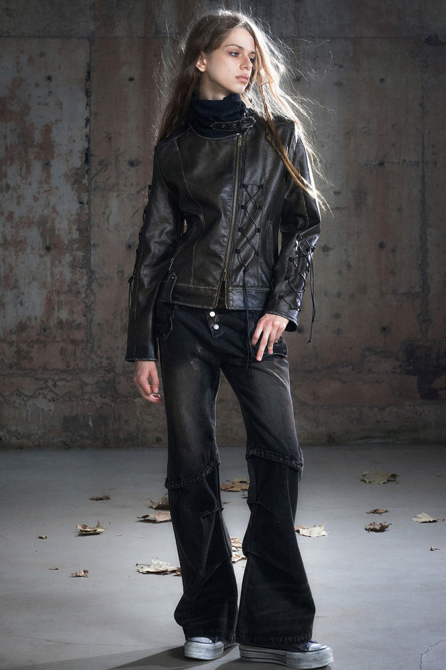 Panelled Knit Leather Jacket