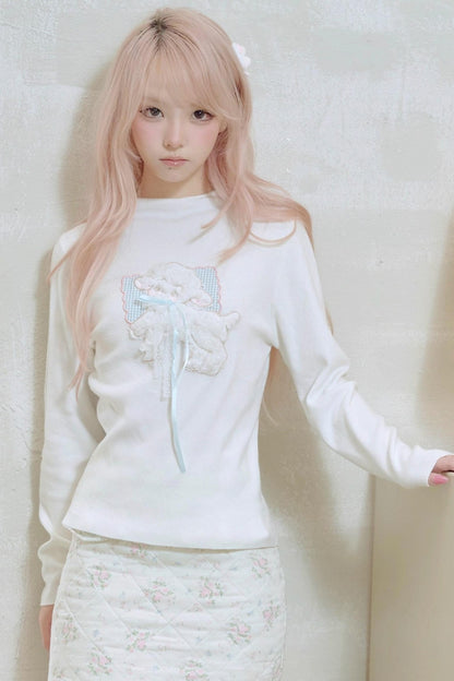 Lamb Bow Embroidered Sweater