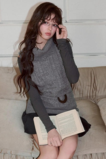 Turtleneck Sleeveless Sweater Vest