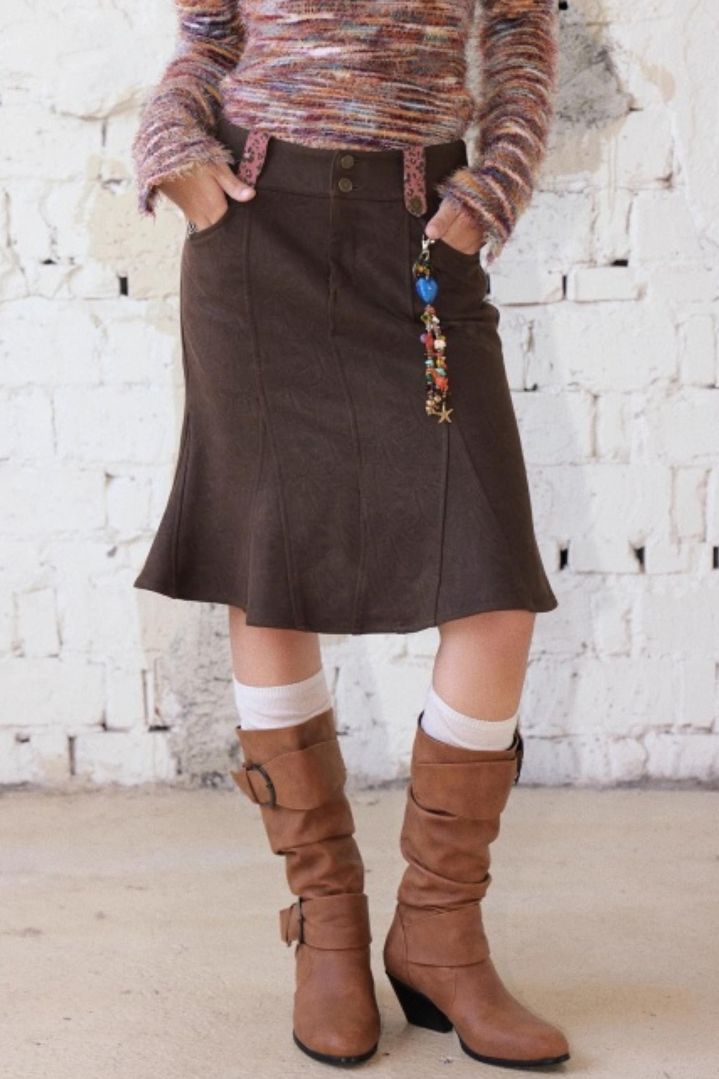 Suede Fishtail Skirt