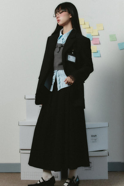 Law School Style Pleated Shirt & Skirt Set-Up