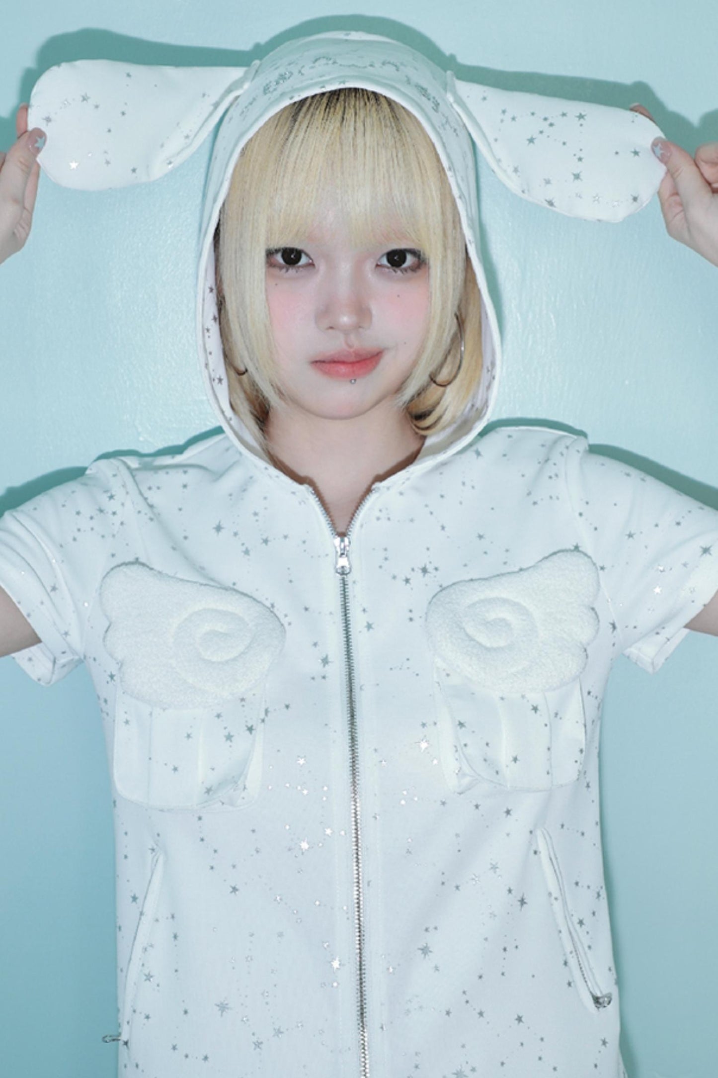 Silver Angel Wing Hoodie Top