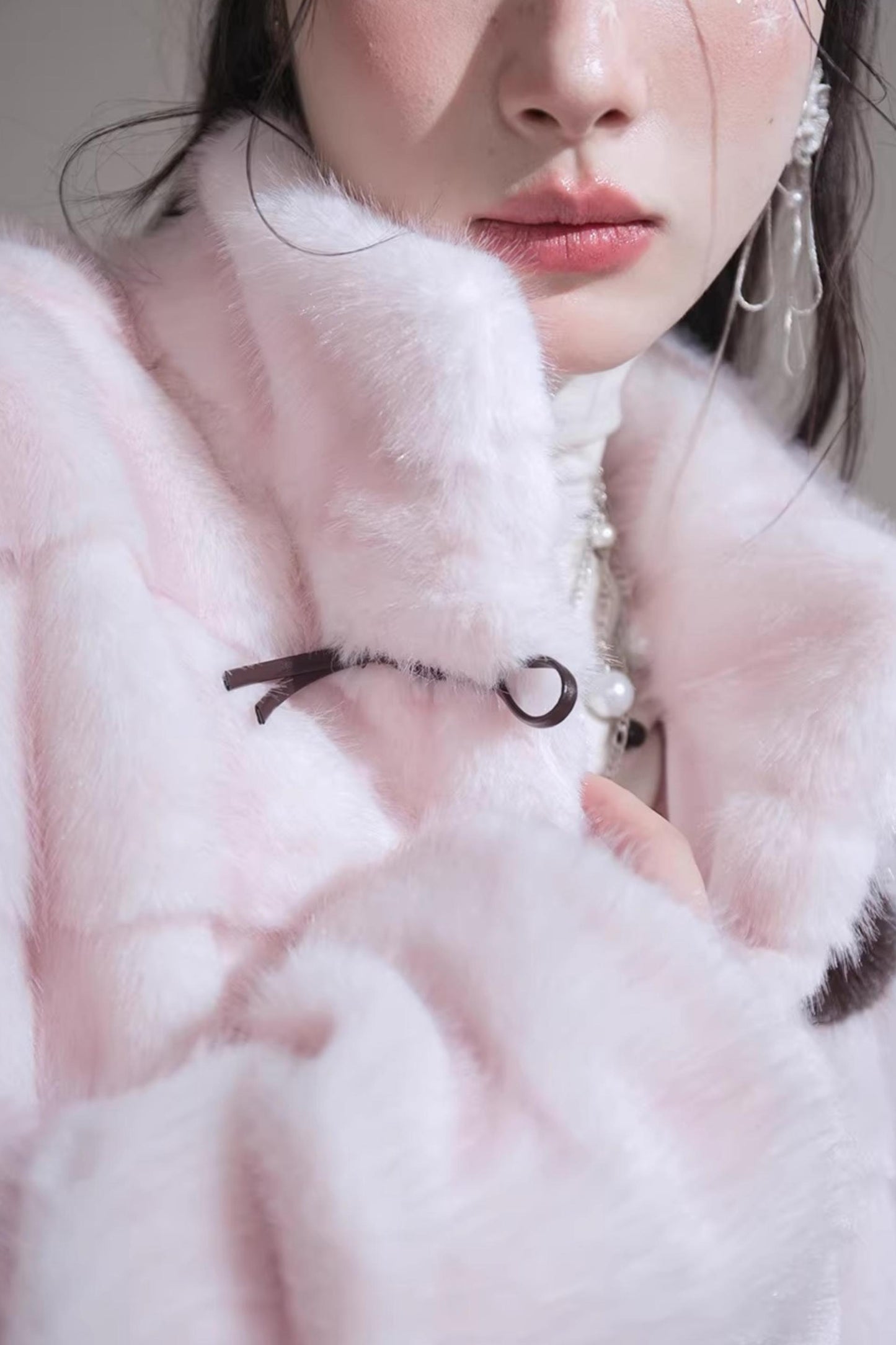 Peach Mousse Fox Fur Jacket