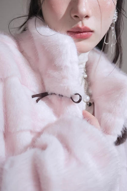 Peach Mousse Fox Fur Jacket