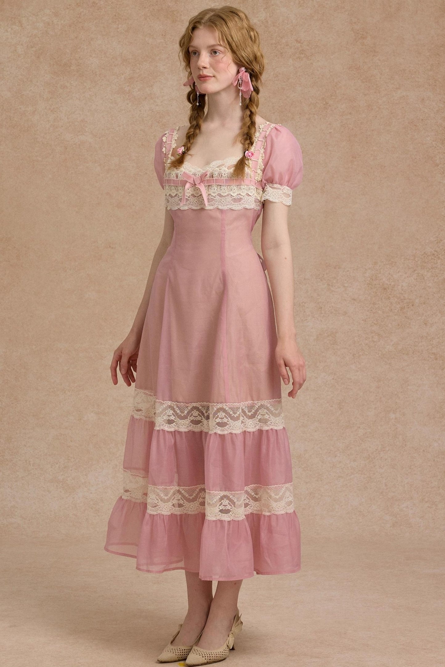 Tulip Satin Ribbon Pink Dress