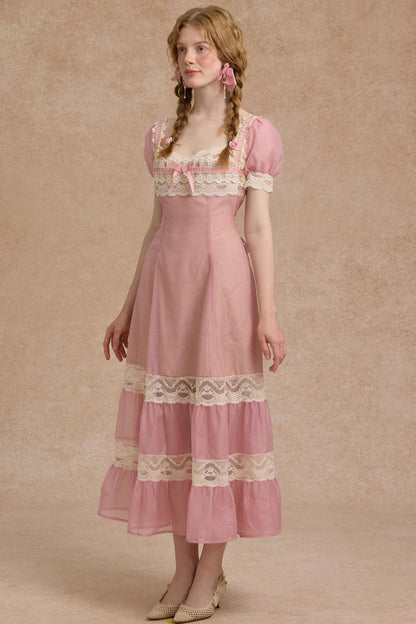 Tulip Satin Ribbon Pink Dress