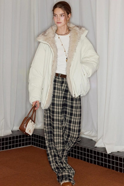 Plaid Wool Tweed Trousers