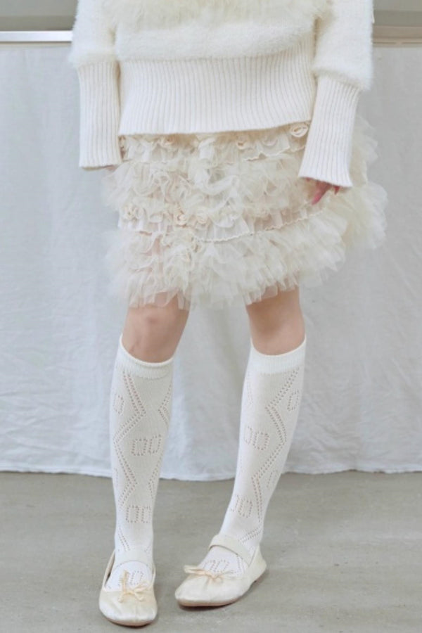 Beige Rose Layered Skirt