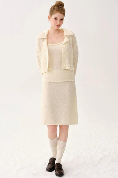 Retro Wool Knitted Cardigan Set-Up