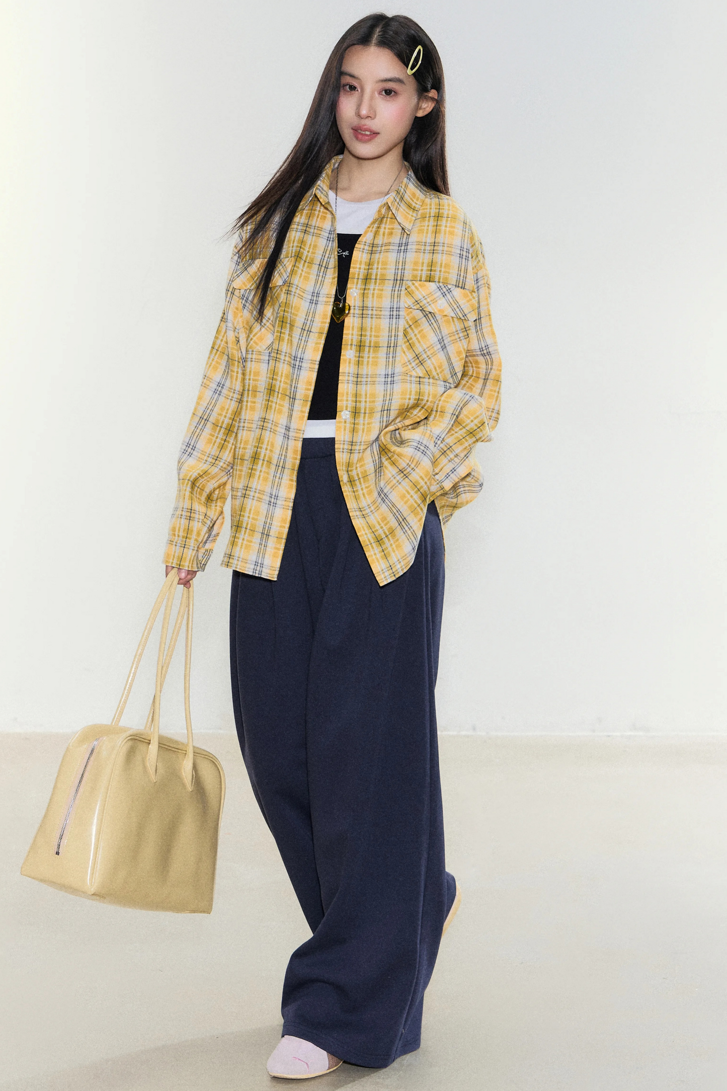 Morning Story Yellow Plaid Shirt Jacket