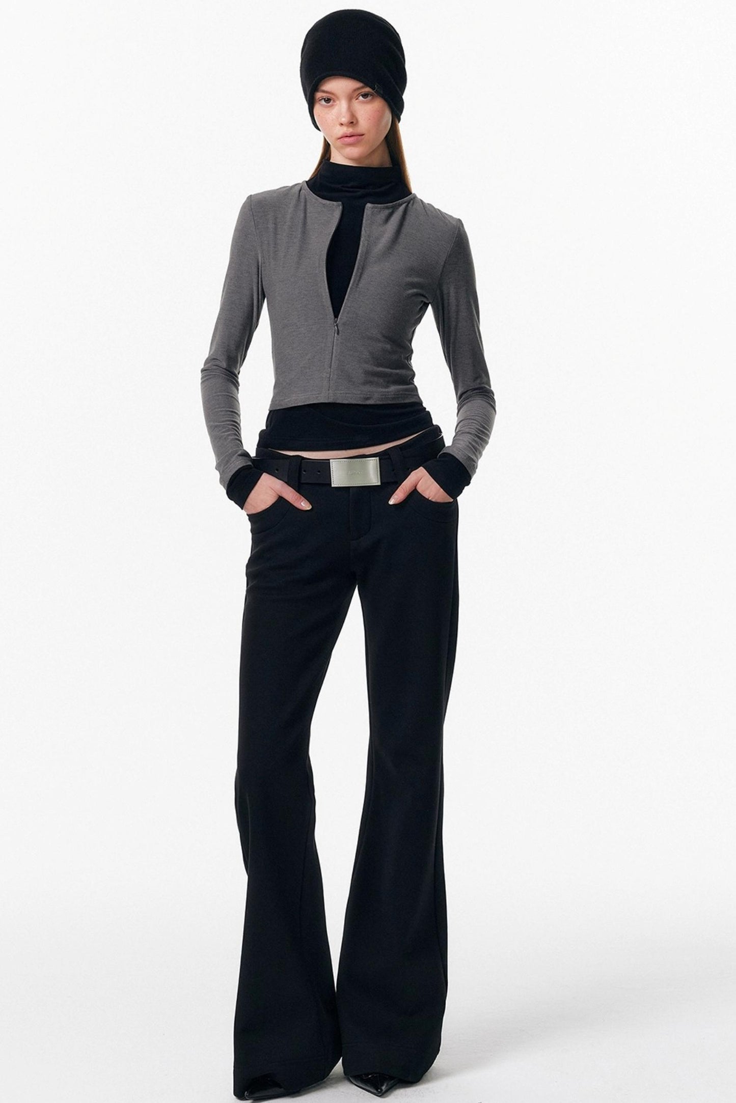 Velvet-Feel Color-Blocked Top