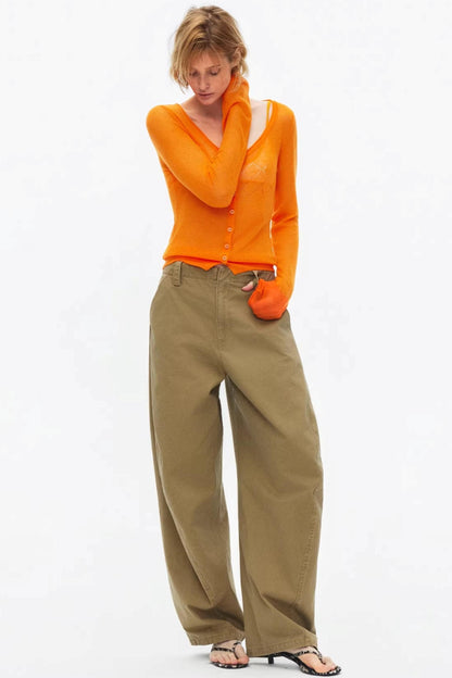 Silk Wool Hollow-Out Cardigan Top