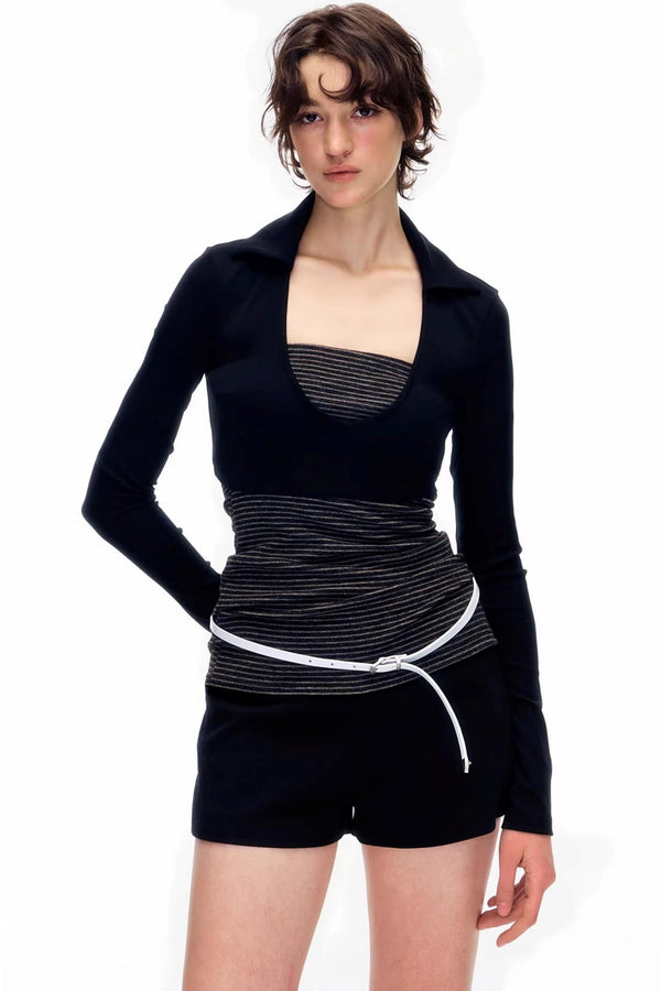 V-Neck Striped Tube Top