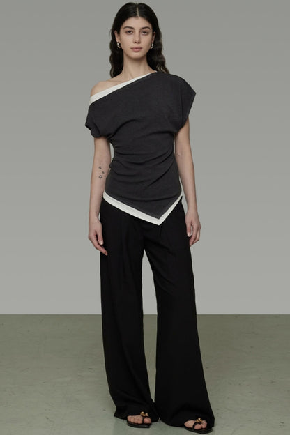 Irregular Hem Strapless Knit Top