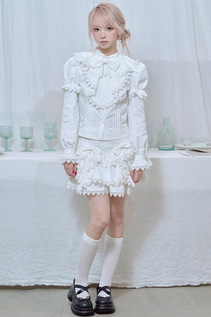 Lace Trim Bow Cake Skirt