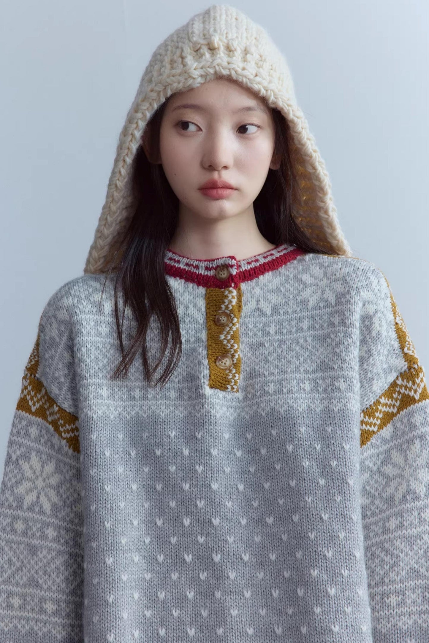 Snowflake Gray Wool Sweater