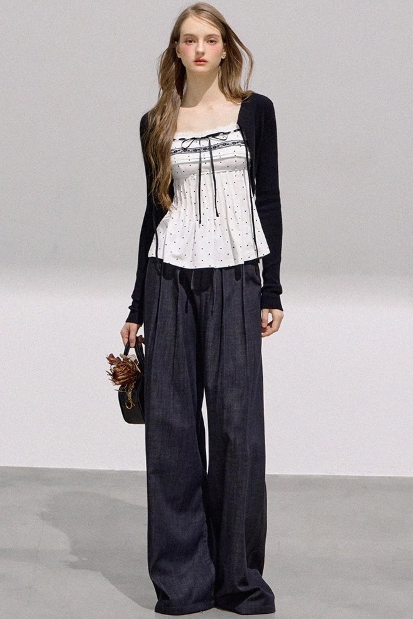 Lace Bow Polka Dot Top Set-Up