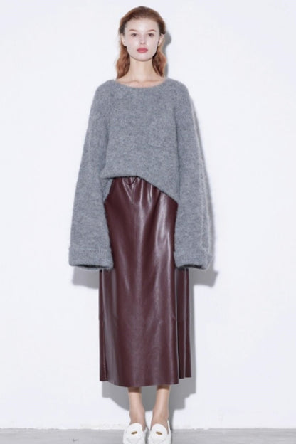 Versatile Leather Straight Skirt