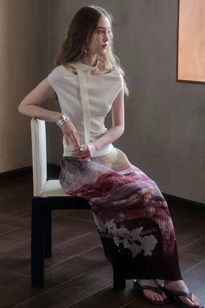 Pearls Scattered Pleated Skirt Set
