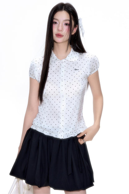 Vintage Polka Dot Lace Shirt