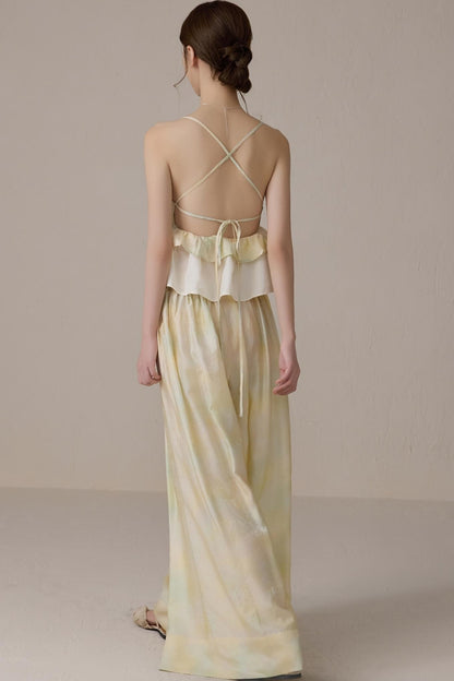 Romantic V-Neck Color Block Top