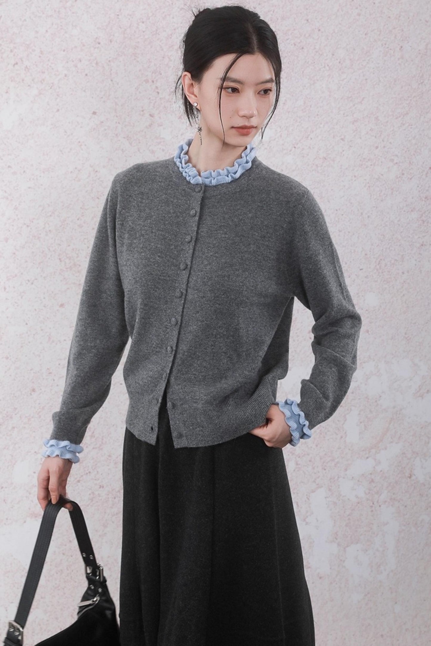 Patchwork Ruffled Cardigan