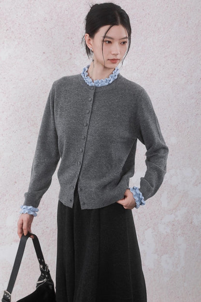 Patchwork Ruffled Cardigan