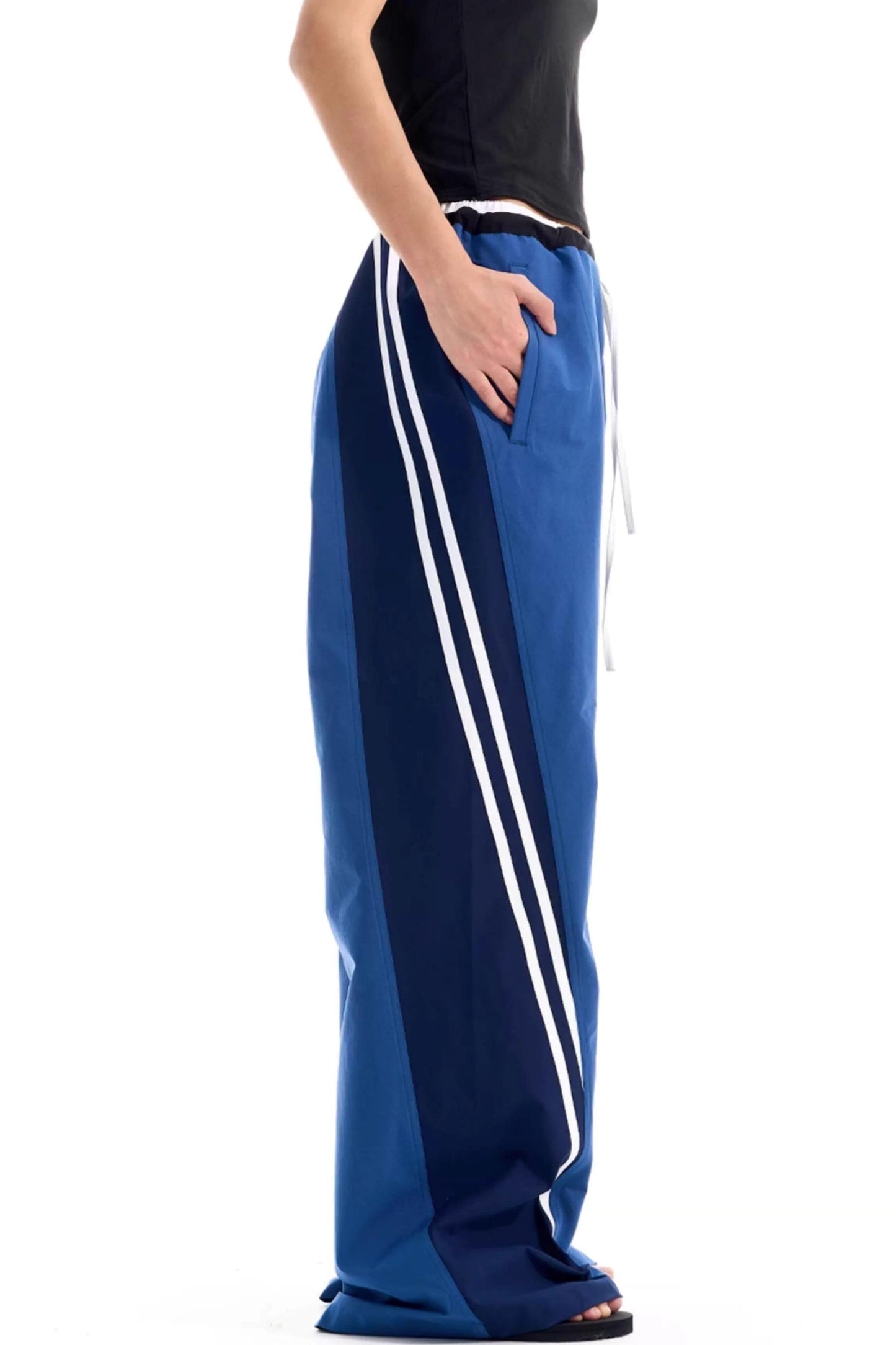 Contrast Striped Patchwork Pants