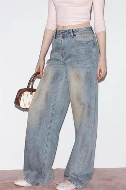 Blaue Vintage-Rosen-Jeanshose