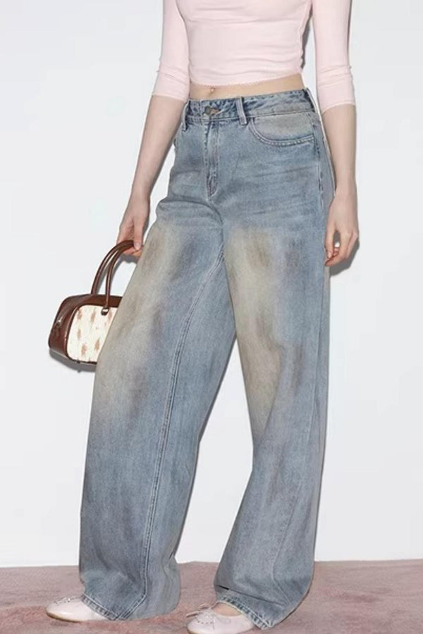 Blue Vintage Rose Denim Pants