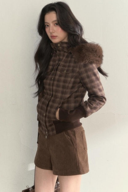 Vintage Fur Collar Fleece Jacket