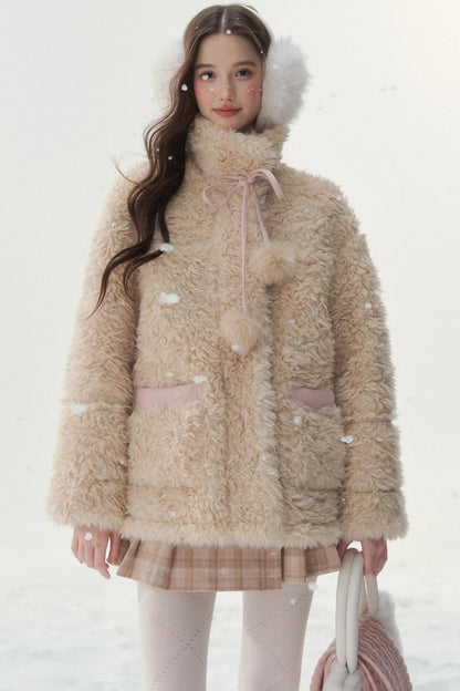 Pink and Blue Reversible Fur Coat