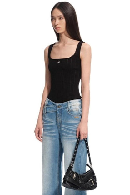 Hollow Knitted Slimming Camisole Top