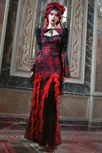 Hades Gothic Chiffon Fishtail Skirt