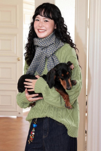 Sheep Wool Cable Knit Sweater