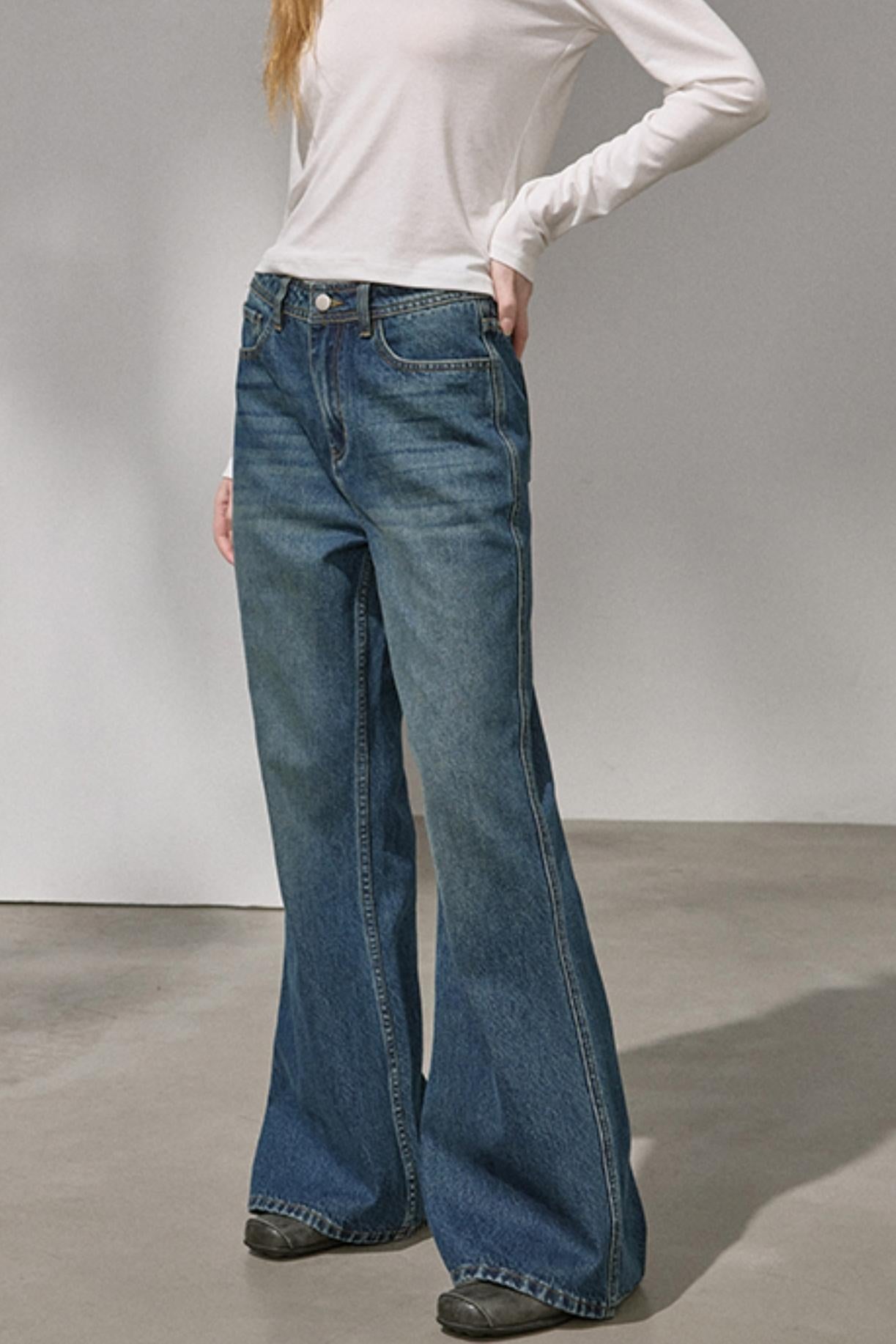 Embroidered Flared Denim Pants