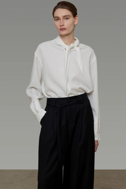 Autumn White Lace-Up Shirt