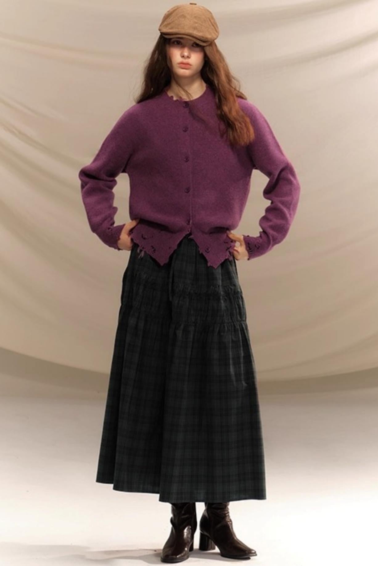 Vintage College Plaid Pleated Skirt