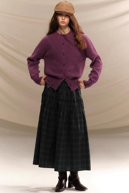 Vintage College Plaid Pleated Skirt